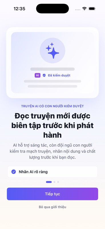Màn hình giới thiệu nhãn nội dung AI và kiểm duyệt con người